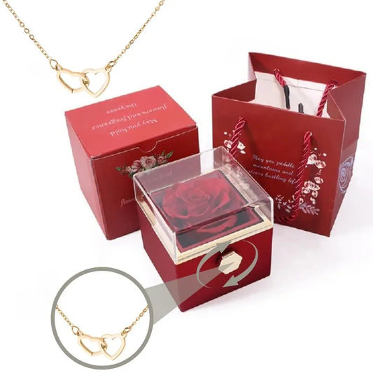 Eternal Rose Box-Engraved Heart Necklace